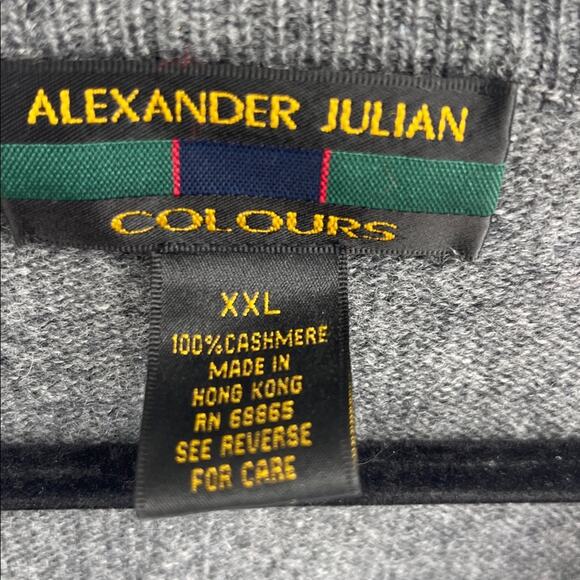 Alexander Julian Colours 100% cashmere V-neck pullover knit sweater sz XXL - Picture 5 of 6